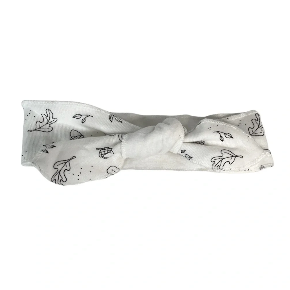 Rae Dunn Fall Headwrap, White, Black, One Size Fits All